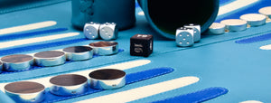 custom travel backgammon with silver checkers ,leather travel roll up backgammon board ,bos backgammon