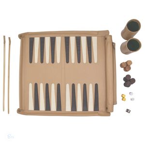 Ivory   backgammon set with  wood checkers
