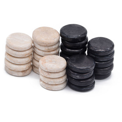 Checkers 2.8cm Rounded - Marble Black - Cream