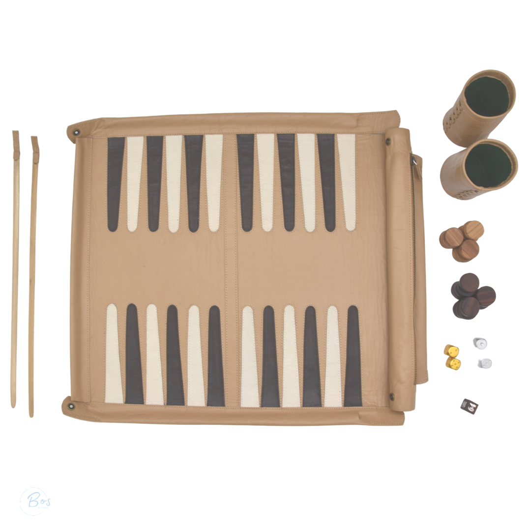 Ivory  backgammon set with  mother of pearl  checkers