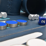 DARK BLUE WITH RESIN BRASS RINGED CHECKERS