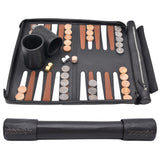 BLACK BROWNS & MARBLE | Leather Roll-Up Backgammon Board