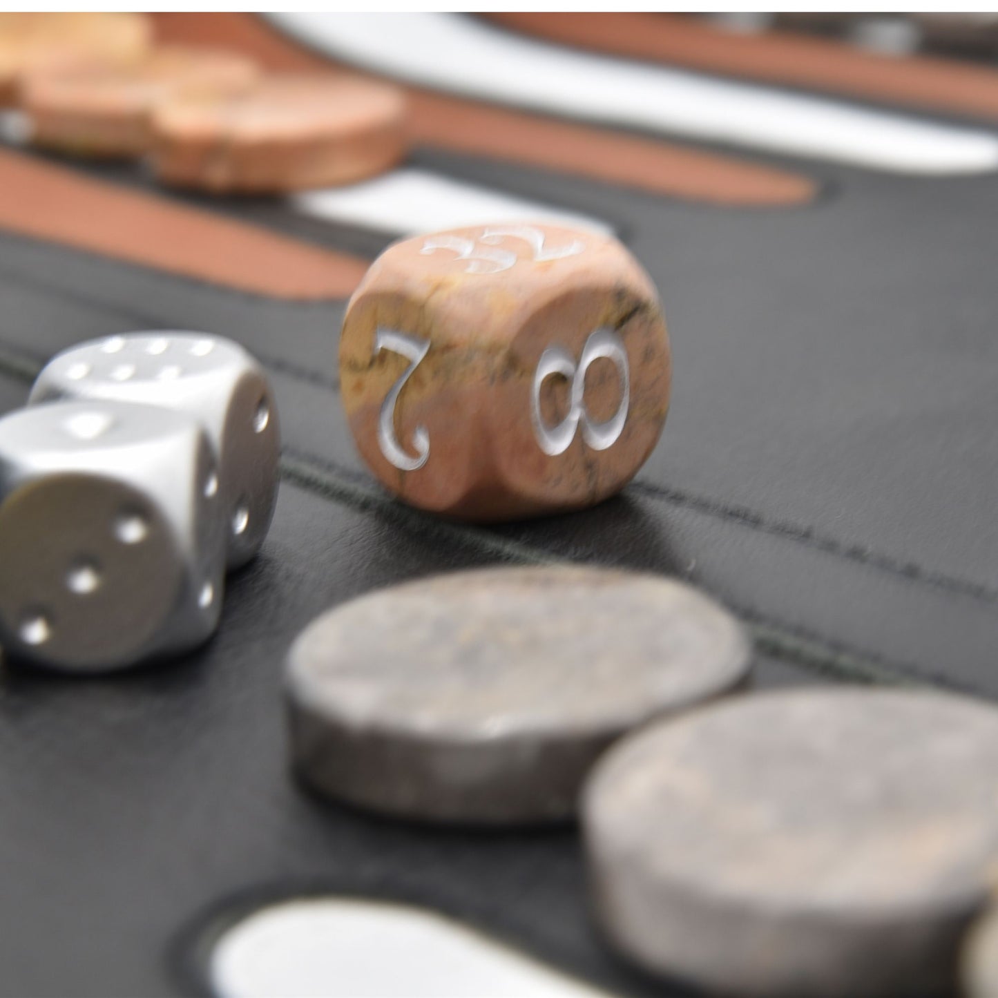 BLACK BROWNS & MARBLE | Leather Roll-Up Backgammon Board