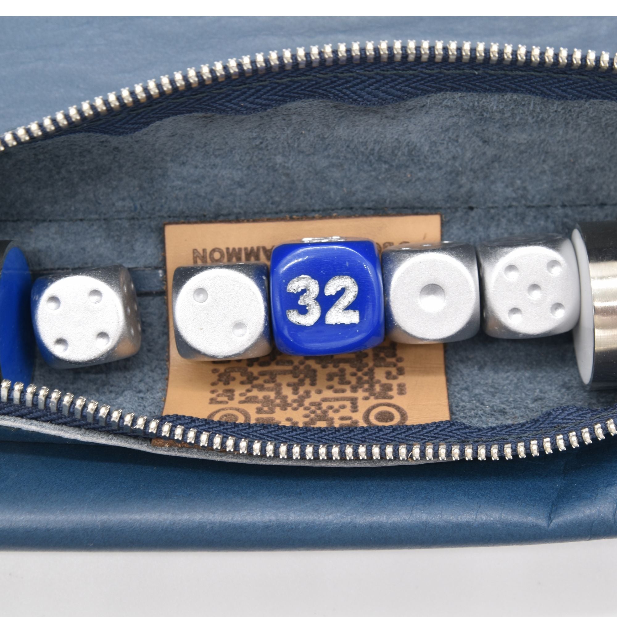 DARK BLUE WITH RESIN BRASS RINGED CHECKERS