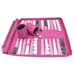 Fuchsia  backgammon set with sterling silver and wood  checkers