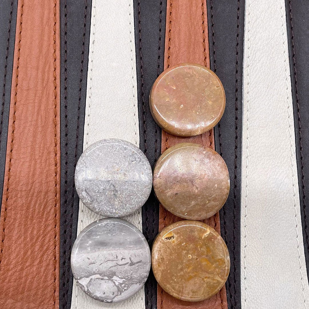 BLACK BROWNS & MARBLE | Leather Roll-Up Backgammon Board