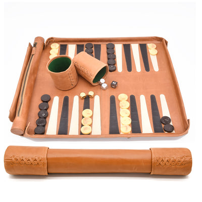 Caramel brown backgammon set with resin checkers