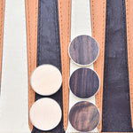Caramel brown backgammon set with sterling silver and wood  checkers