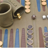 TAUPE WITH WOOD BRASS RINGED CHECKERS