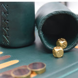 DOLLAR BILL GREEN WITH WOOD BRASS RINGED CHECKERS