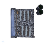 Engraved Blue leather backgammon set with resin checkers