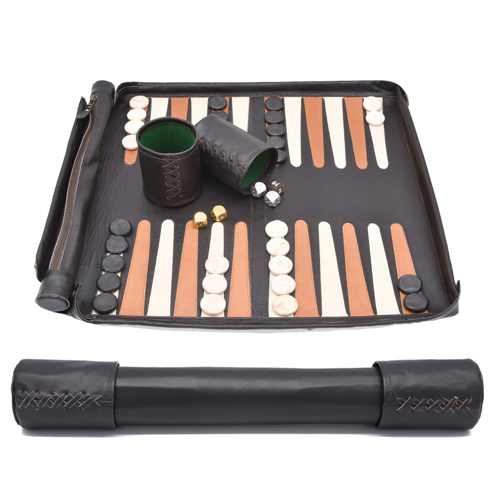 Travel Backgammon | Dark Brown | Marble Checkers