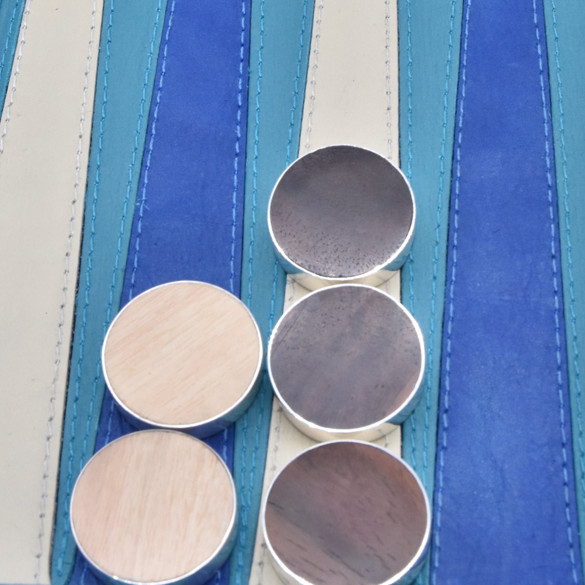 Backgammon checkers - silver and wood