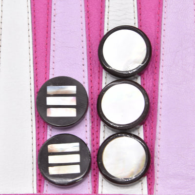 Checkers - Resin Mother of Pearl - Round & Stripe