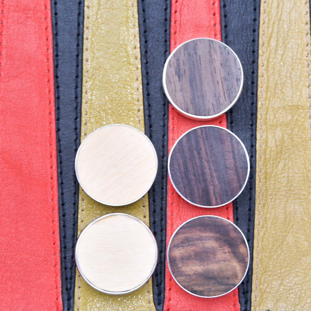Backgammon checkers - silver and wood